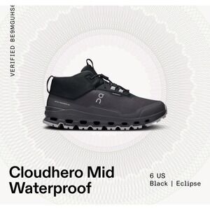 On Cloud Hero Mid Waterproof Black Hiking Shoes Women's 8 / 6Y